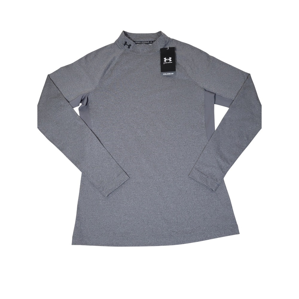 Under Armour ColdGear Top Womens Large Gray Mock Neck Long Sleeve Base Layer NEW
